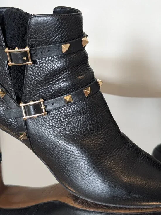 Valentino Rockstud Black Kitten Heel Booties - Picture 4 of 8